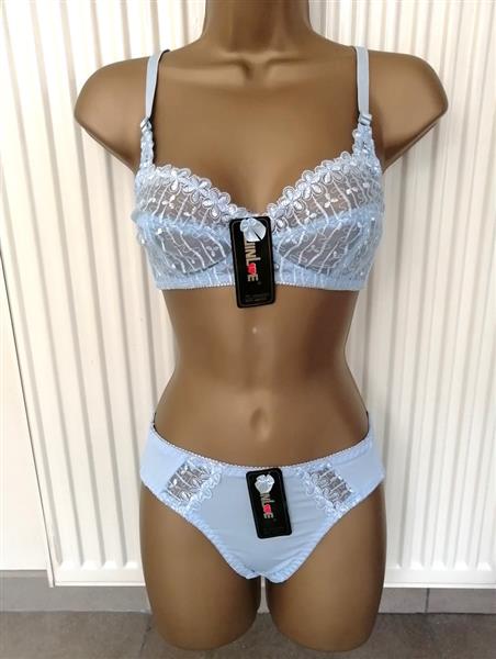 Grote foto elegante zachtblauwe bh zonder beugel met slip kleding dames ondergoed en lingerie