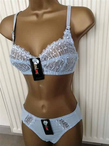 Grote foto elegante zachtblauwe bh zonder beugel met slip kleding dames ondergoed en lingerie