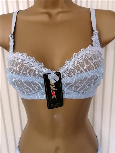 Grote foto elegante zachtblauwe bh zonder beugel met slip kleding dames ondergoed en lingerie
