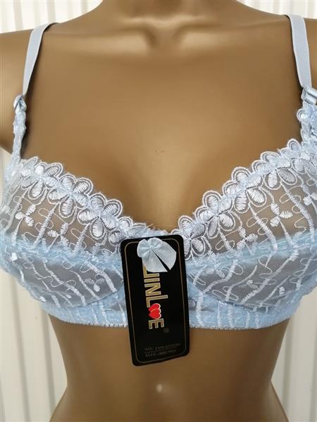 Grote foto elegante zachtblauwe bh zonder beugel met slip kleding dames ondergoed en lingerie