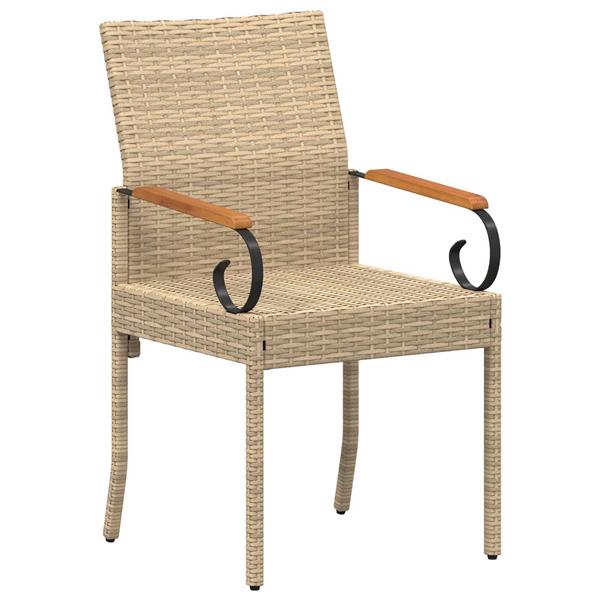 Grote foto vidaxl tuinstoelen 4 pcs beige en cr me wit poly rattan en acacia tuin en terras tuinmeubelen