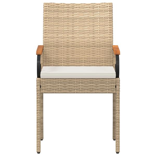 Grote foto vidaxl tuinstoelen 4 pcs beige en cr me wit poly rattan en acacia tuin en terras tuinmeubelen
