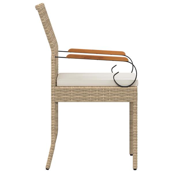 Grote foto vidaxl tuinstoelen 4 pcs beige en cr me wit poly rattan en acacia tuin en terras tuinmeubelen