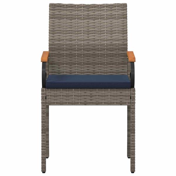 Grote foto vidaxl tuinstoelen 2 pcs grijs en marineblauw poly rattan en acacia tuin en terras tuinmeubelen