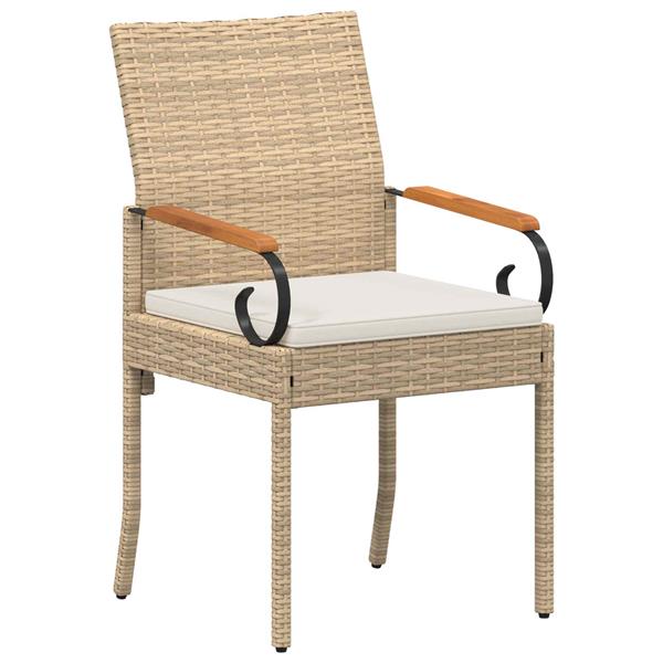 Grote foto vidaxl tuinstoelen 2 pcs beige en cr me wit poly rattan en acacia tuin en terras tuinmeubelen