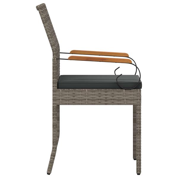 Grote foto vidaxl tuinstoelen 2 pcs grijs en donkergrijs poly rattan en acacia tuin en terras tuinmeubelen