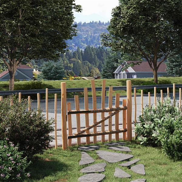 Grote foto vidaxl gebogen hekdeur 100 x 90 cm ge mpregneerd hazelhout bruin tuin en terras hekken en schuttingen