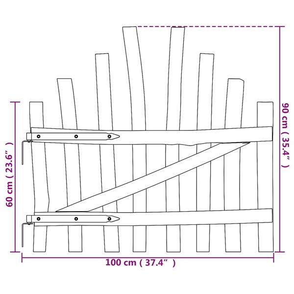 Grote foto vidaxl gebogen hekdeur 100 x 90 cm ge mpregneerd hazelhout bruin tuin en terras hekken en schuttingen