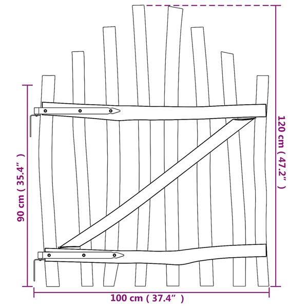 Grote foto vidaxl gebogen hekdeur 100 x 120 cm ge mpregneerd hazelhout naturel tuin en terras hekken en schuttingen