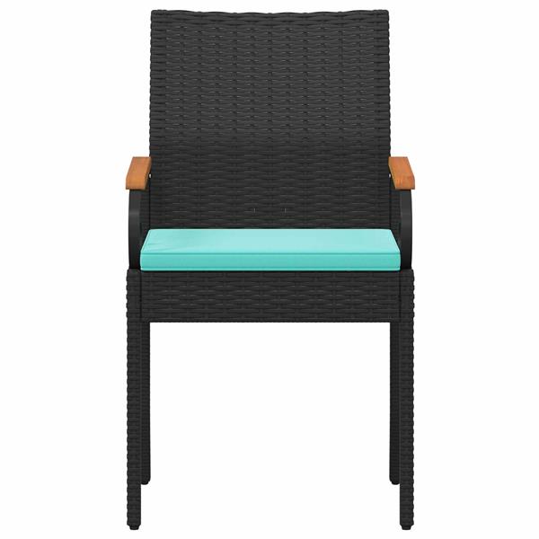 Grote foto vidaxl tuinstoelen 2 pcs zwart en turquoise poly rattan en acacia tuin en terras tuinmeubelen