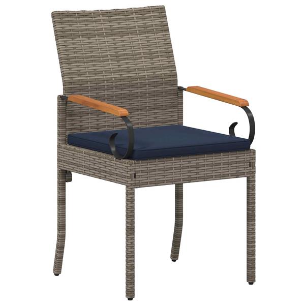 Grote foto vidaxl tuinstoelen 2 pcs grijs en marineblauw poly rattan en acacia tuin en terras tuinmeubelen