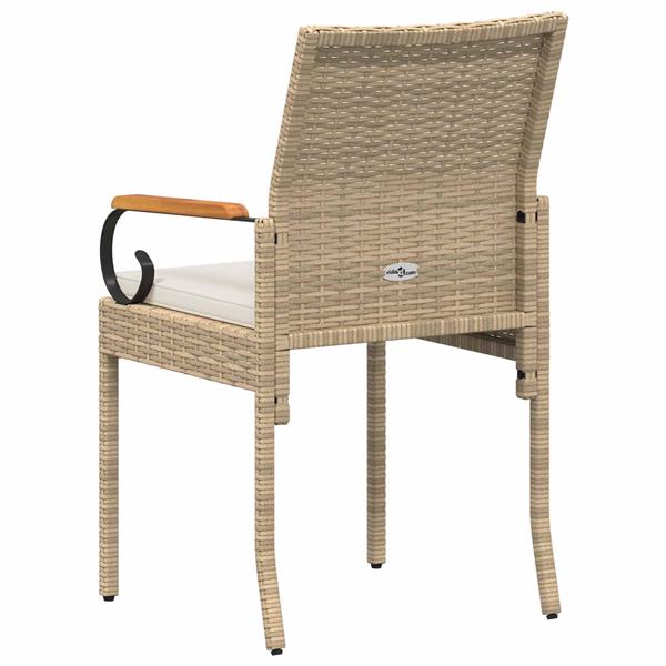 Grote foto vidaxl tuinstoelen 2 pcs beige en cr me wit poly rattan en acacia tuin en terras tuinmeubelen