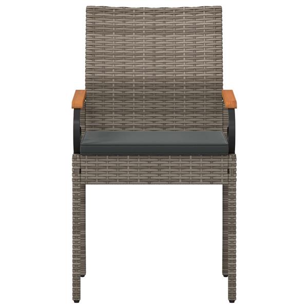 Grote foto vidaxl tuinstoelen 2 pcs grijs en donkergrijs poly rattan en acacia tuin en terras tuinmeubelen