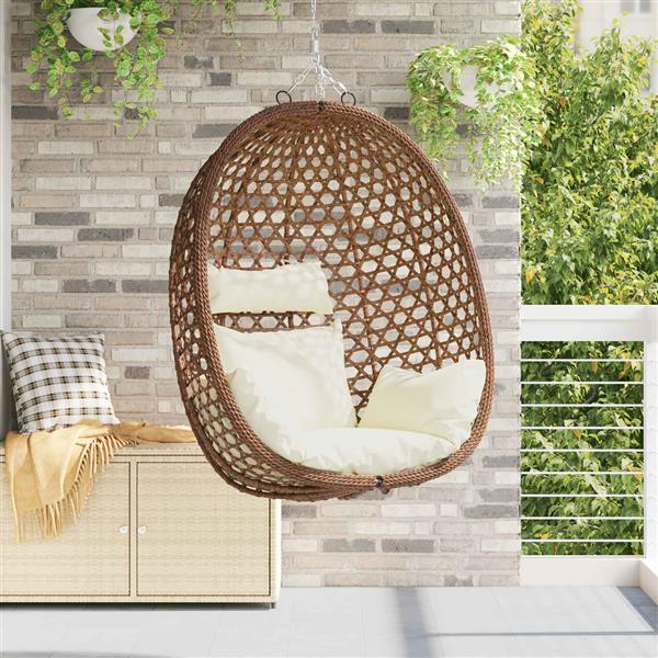 Grote foto vidaxl hangende eierstoel zonder standaard poly rattan tuin en terras tuinmeubelen