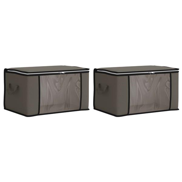 Grote foto vidaxl opbergdoos met transparante zijraam 2 pcs grijs 60 x 43 x 35 cm doe het zelf en verbouw materialen en producten