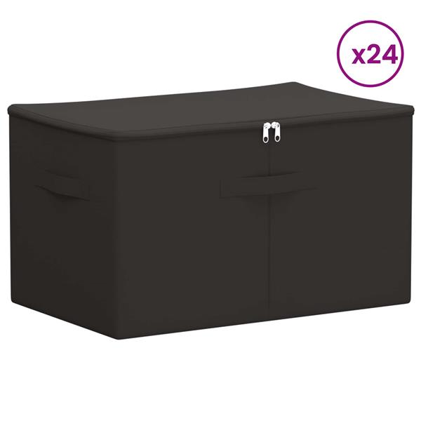 Grote foto vidaxl opbergbox 24 pcs antracietkleurig 60 x 43 x 35 cm nonwoven stof doe het zelf en verbouw materialen en producten