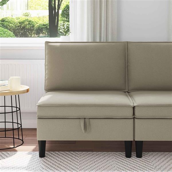 Grote foto vidaxl middelse sofa met opbergruimte zand fluweel huis en inrichting bankstellen