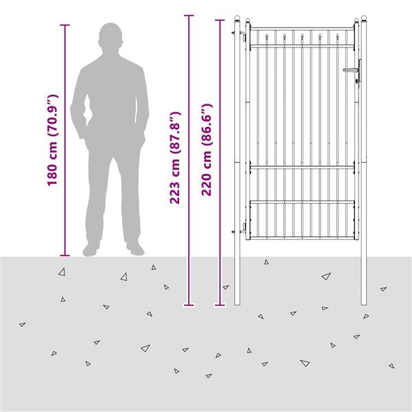 Grote foto vidaxl hekpoort horst 100 x 175 cm metaal zwart vergrendelbaar tuin en terras hekken en schuttingen