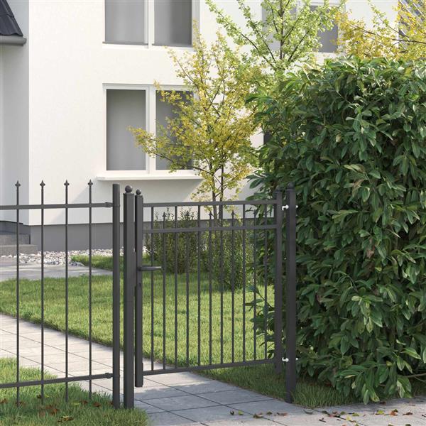 Grote foto vidaxl hekpoort horst 100 x 100 cm metaal zwart vergrendelbaar tuin en terras hekken en schuttingen