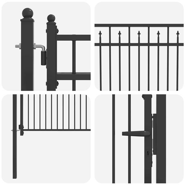 Grote foto vidaxl hekpoort horst 100 x 100 cm metaal zwart vergrendelbaar tuin en terras hekken en schuttingen