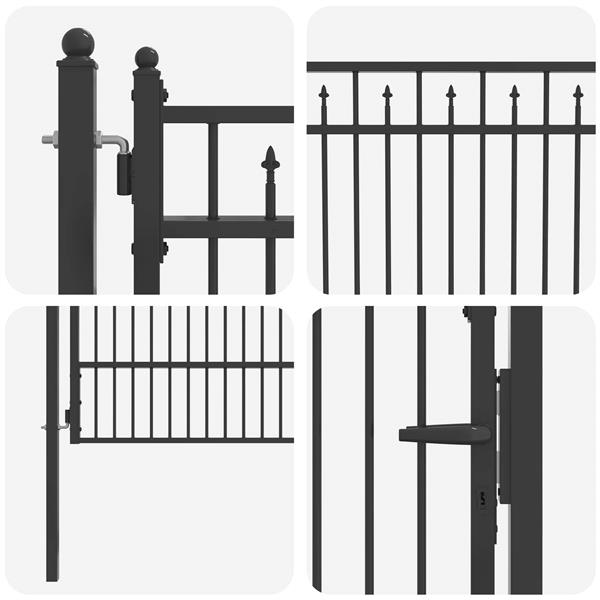Grote foto vidaxl hekpoort horst 100 x 125 cm metaal zwart vergrendelbaar tuin en terras hekken en schuttingen