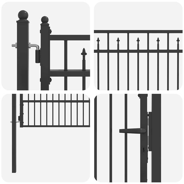 Grote foto vidaxl hekpoort horst 100 x 150 cm metaal zwart vergrendelbaar tuin en terras hekken en schuttingen