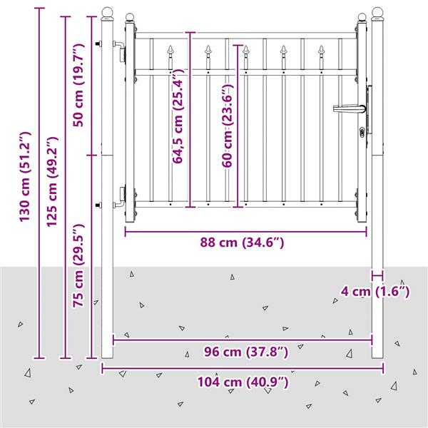 Grote foto vidaxl hekpoort horst 100 x 75 cm metaal zwart vergrendelbaar tuin en terras hekken en schuttingen