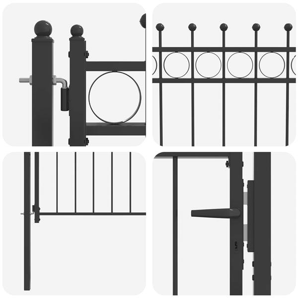 Grote foto vidaxl hekpoort horst 100 x 100 cm metaal zwart vergrendelbaar tuin en terras hekken en schuttingen