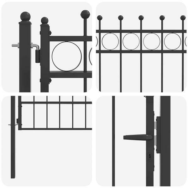 Grote foto vidaxl hekpoort horst 100 x 175 cm metaal zwart vergrendelbaar tuin en terras hekken en schuttingen