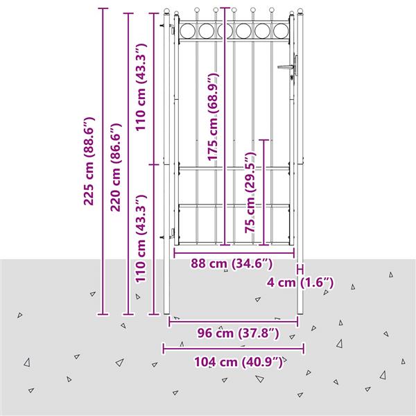 Grote foto vidaxl hekpoort horst 100 x 175 cm metaal zwart vergrendelbaar tuin en terras hekken en schuttingen