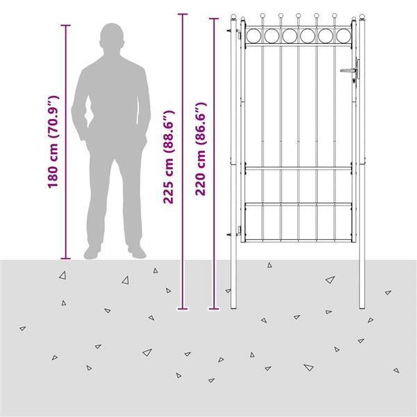 Grote foto vidaxl hekpoort horst 100 x 175 cm metaal zwart vergrendelbaar tuin en terras hekken en schuttingen