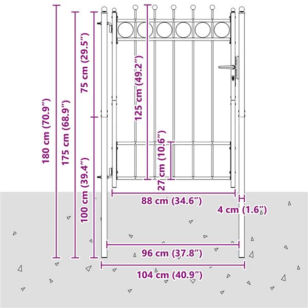 Grote foto vidaxl hekpoort horst 100 x 125 cm metaal zwart vergrendelbaar tuin en terras hekken en schuttingen