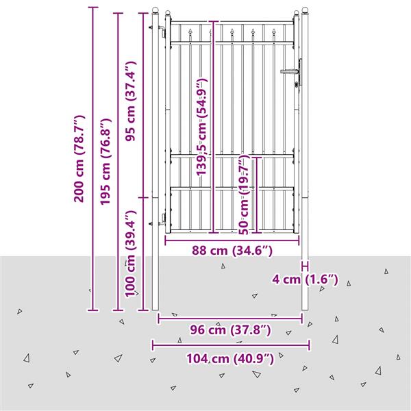 Grote foto vidaxl hekpoort horst 100 x 150 cm metaal zwart vergrendelbaar tuin en terras hekken en schuttingen