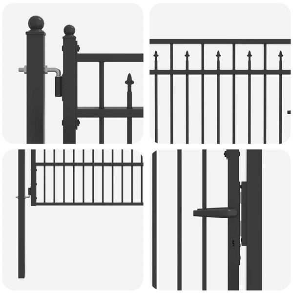 Grote foto vidaxl hekpoort horst 100 x 175 cm metaal zwart vergrendelbaar tuin en terras hekken en schuttingen