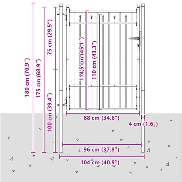 Grote foto vidaxl hekpoort horst 100 x 125 cm metaal zwart vergrendelbaar tuin en terras hekken en schuttingen
