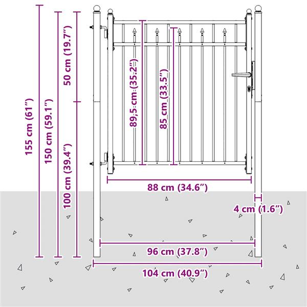 Grote foto vidaxl hekpoort horst 100 x 100 cm metaal zwart vergrendelbaar tuin en terras hekken en schuttingen