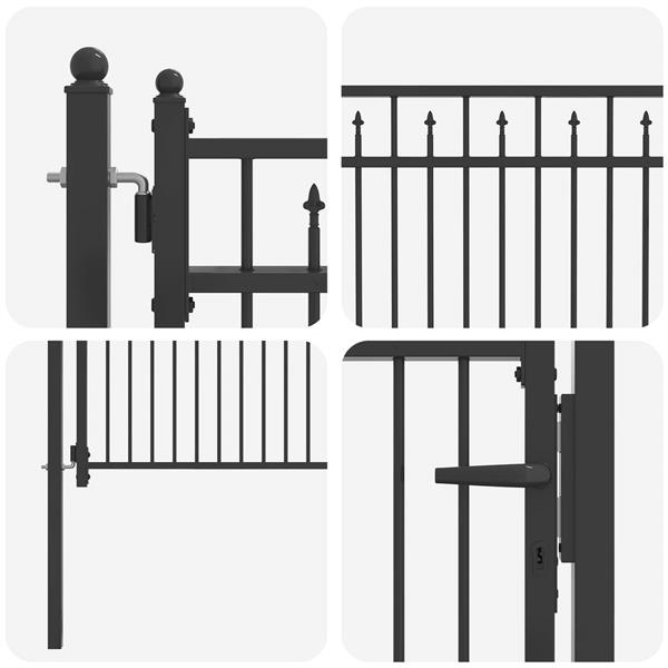 Grote foto vidaxl hekpoort horst 100 x 75 cm metaal zwart vergrendelbaar tuin en terras hekken en schuttingen
