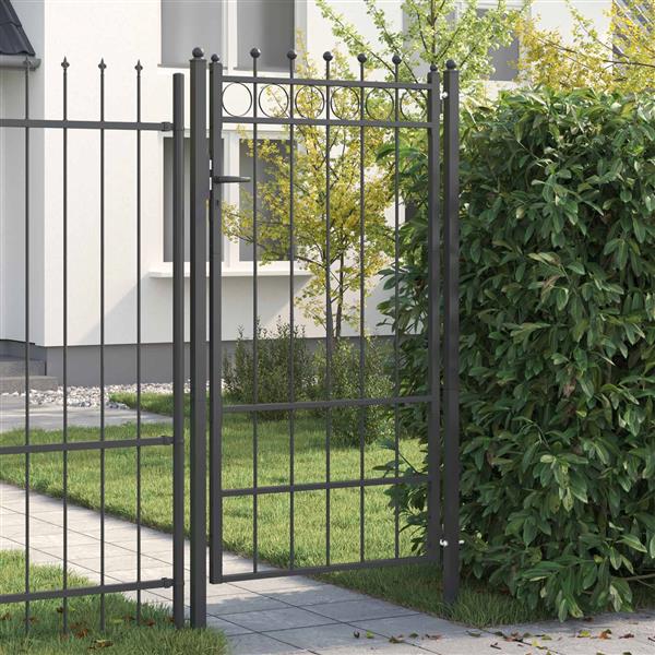 Grote foto vidaxl hekpoort horst 100 x 175 cm metaal zwart vergrendelbaar tuin en terras hekken en schuttingen