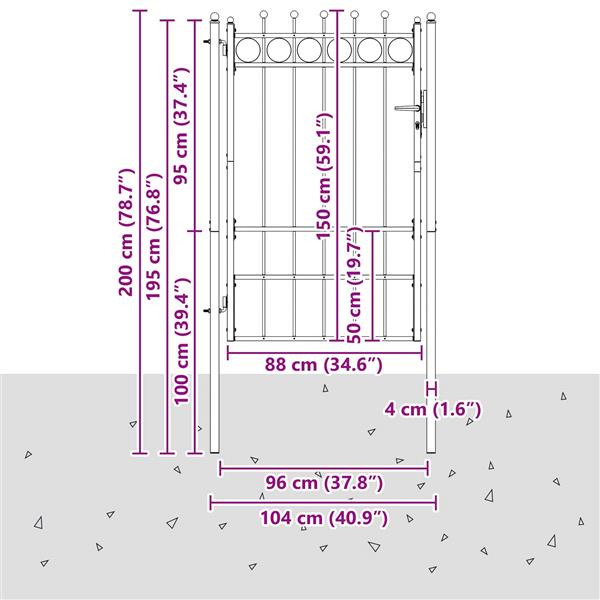 Grote foto vidaxl hekpoort horst 100 x 150 cm metaal zwart vergrendelbaar tuin en terras hekken en schuttingen