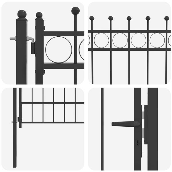 Grote foto vidaxl hekpoort horst 100 x 125 cm metaal zwart vergrendelbaar tuin en terras hekken en schuttingen