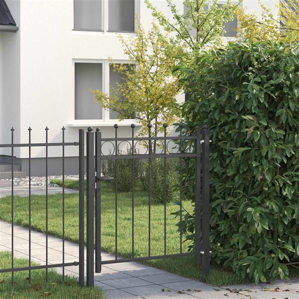 Grote foto vidaxl hekpoort horst 100 x 100 cm metaal zwart vergrendelbaar tuin en terras hekken en schuttingen