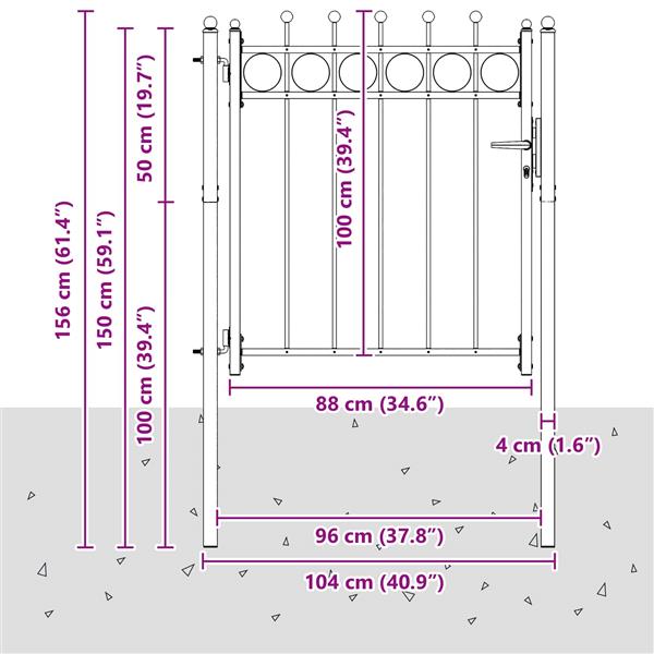 Grote foto vidaxl hekpoort horst 100 x 100 cm metaal zwart vergrendelbaar tuin en terras hekken en schuttingen