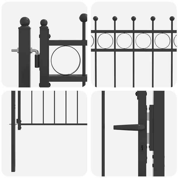 Grote foto vidaxl hekpoort horst 100 x 75 cm metaal zwart vergrendelbaar tuin en terras hekken en schuttingen