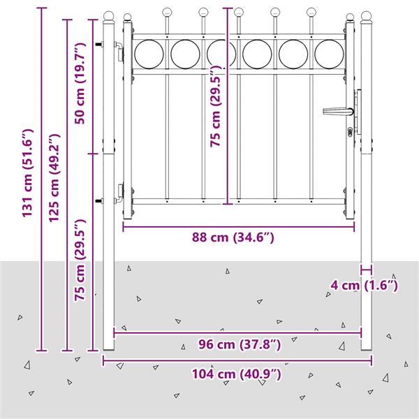 Grote foto vidaxl hekpoort horst 100 x 75 cm metaal zwart vergrendelbaar tuin en terras hekken en schuttingen