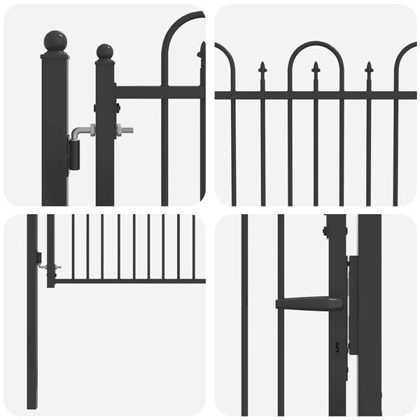 Grote foto vidaxl hekpoort horst 100 x 100 cm metaal zwart vergrendelbaar tuin en terras hekken en schuttingen