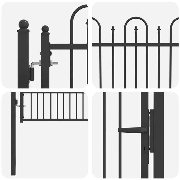 Grote foto vidaxl hekpoort horst 100 x 125 cm metaal zwart vergrendelbaar tuin en terras hekken en schuttingen