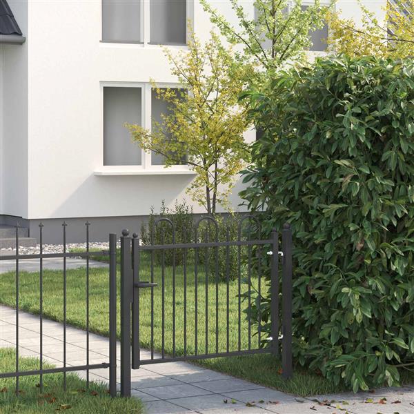 Grote foto vidaxl hekpoort horst 100 x 75 cm metaal zwart vergrendelbaar tuin en terras hekken en schuttingen
