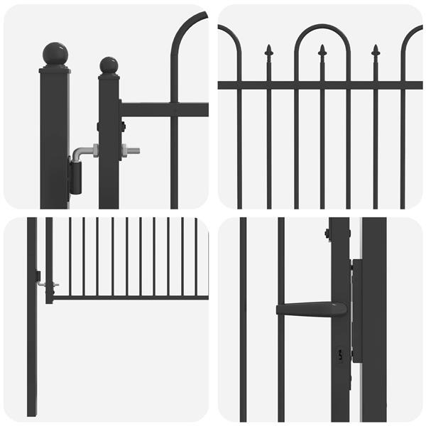 Grote foto vidaxl hekpoort horst 100 x 75 cm metaal zwart vergrendelbaar tuin en terras hekken en schuttingen