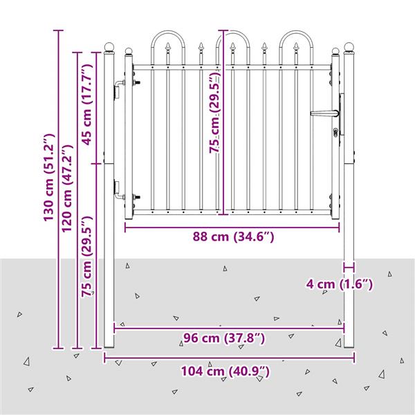 Grote foto vidaxl hekpoort horst 100 x 75 cm metaal zwart vergrendelbaar tuin en terras hekken en schuttingen