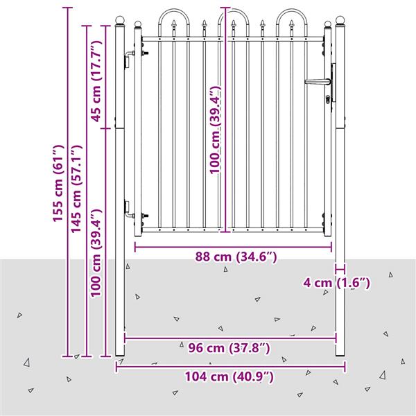 Grote foto vidaxl hekpoort horst 100 x 100 cm metaal zwart vergrendelbaar tuin en terras hekken en schuttingen